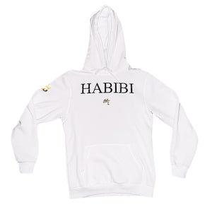 Classic White Habibi Hoodie with Crystals