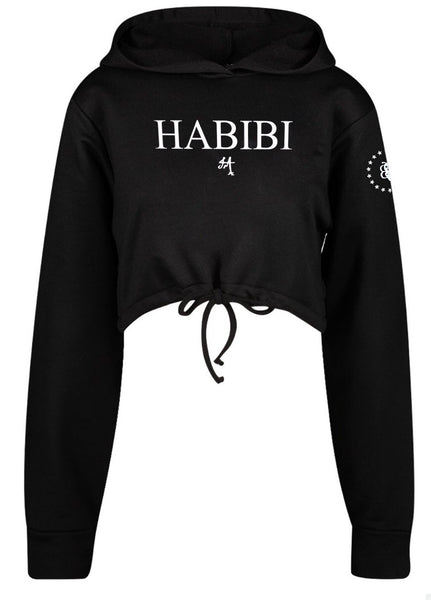 Black Habibi Cropped Hoodie
